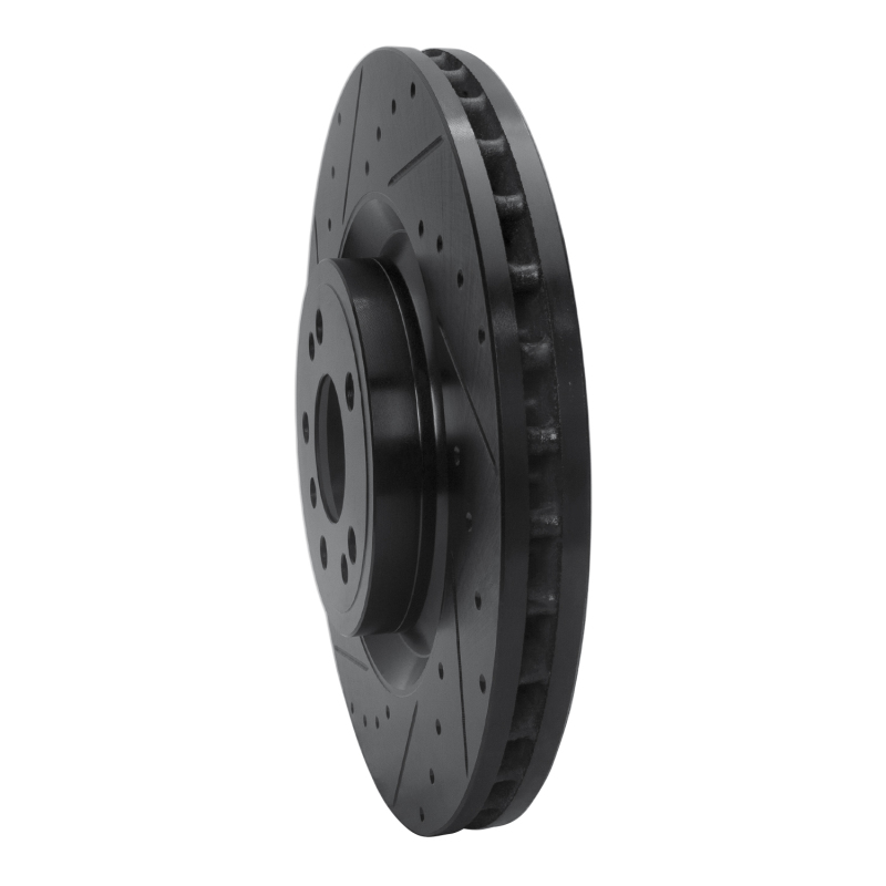 Mercedes-Benz GLE400 Brake Rotor (1) - Front Left - R1 Concepts - Drilled & Slotted - Black - `13-`19